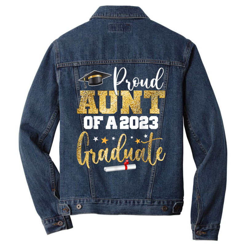 Proud Aunt Of A 2023 Graduate Class Senior Graduation Aunty T Shirt Men Denim Jacket | Artistshot