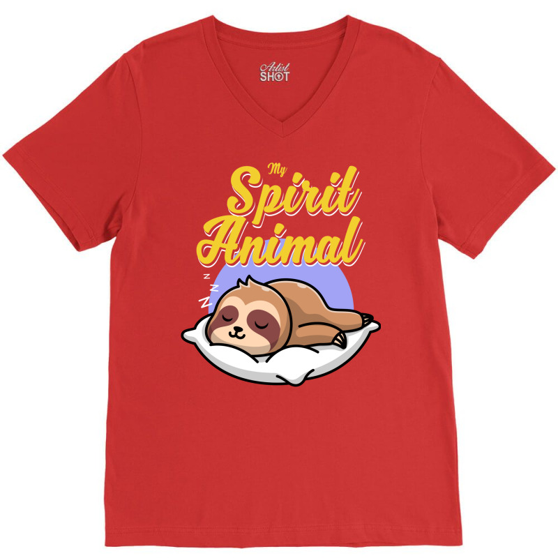 Funny And Cute Sleeping Sloth Spirit Animal V-neck Tee | Artistshot