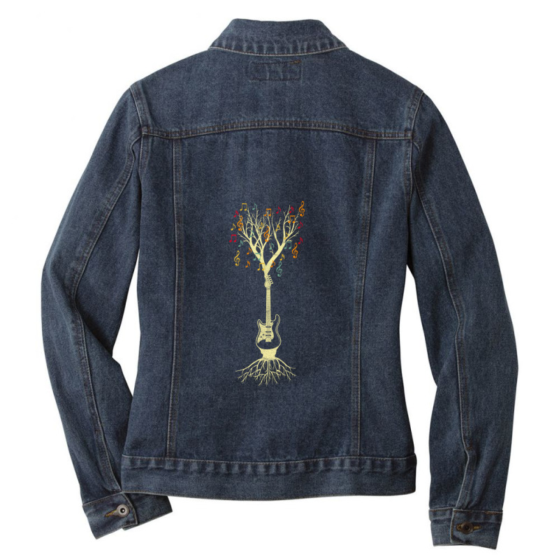 Bass Guitar Music Notes Ladies Denim Jacket by TawnyaSueEmerson | Artistshot