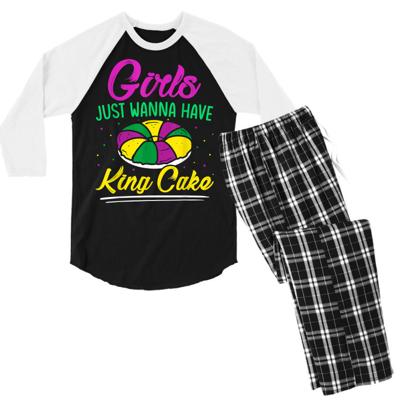 Girls Just Wanna Have King Cake Mardi Gras Carnival Party T Shirt Men's 3/4 Sleeve Pajama Set | Artistshot