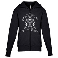 Thick Thighs Witch Vibes Youth Zipper Hoodie | Artistshot