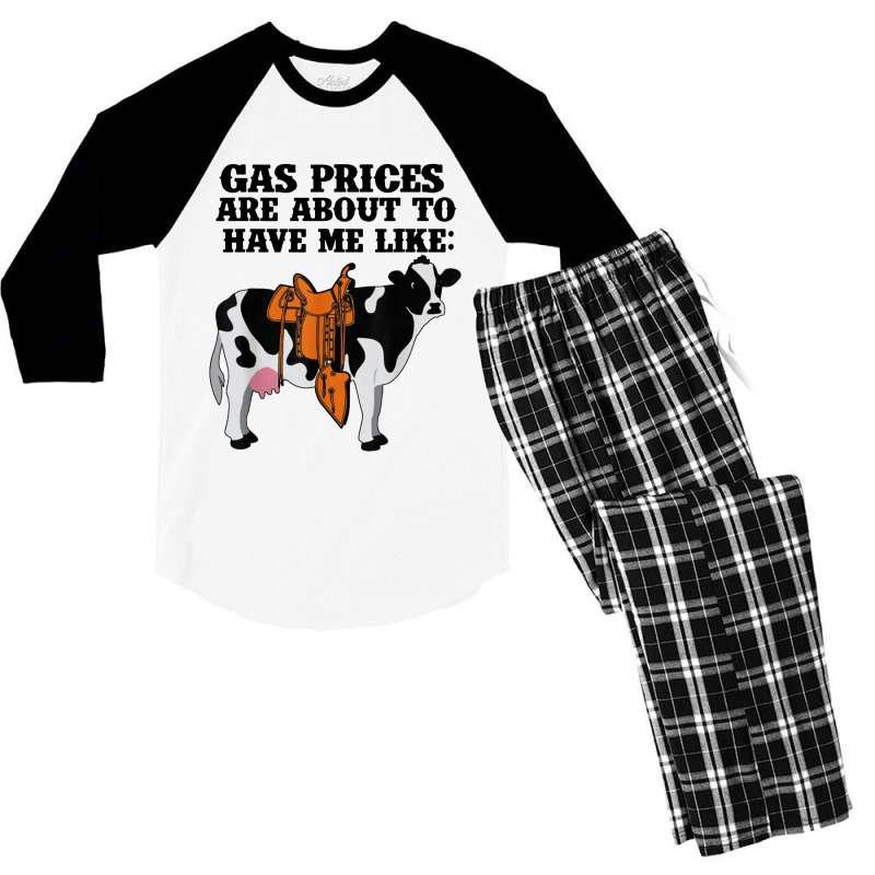 Funny Dairy Cow Gas Prices Men's 3/4 Sleeve Pajama Set by paulscott Art | Artistshot