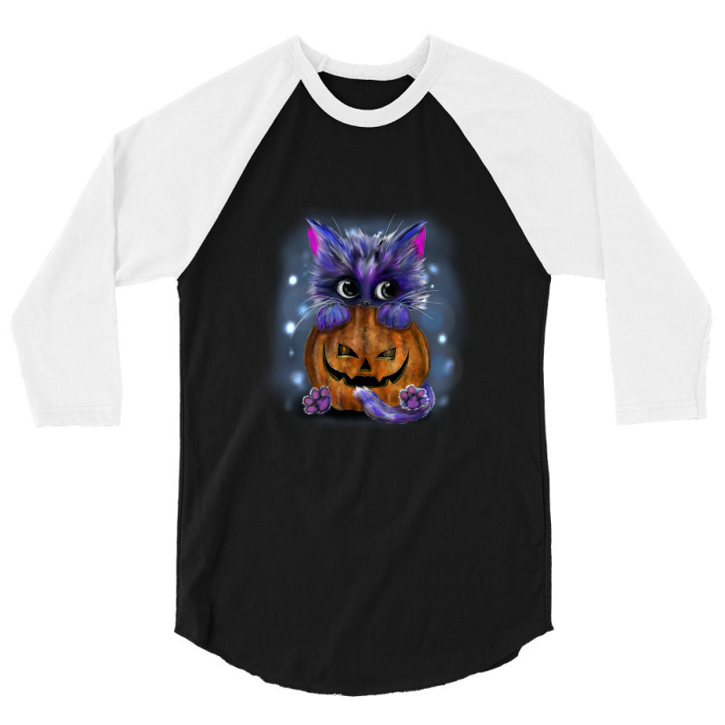 Cat And Pumpkin 3/4 Sleeve Shirt | Artistshot