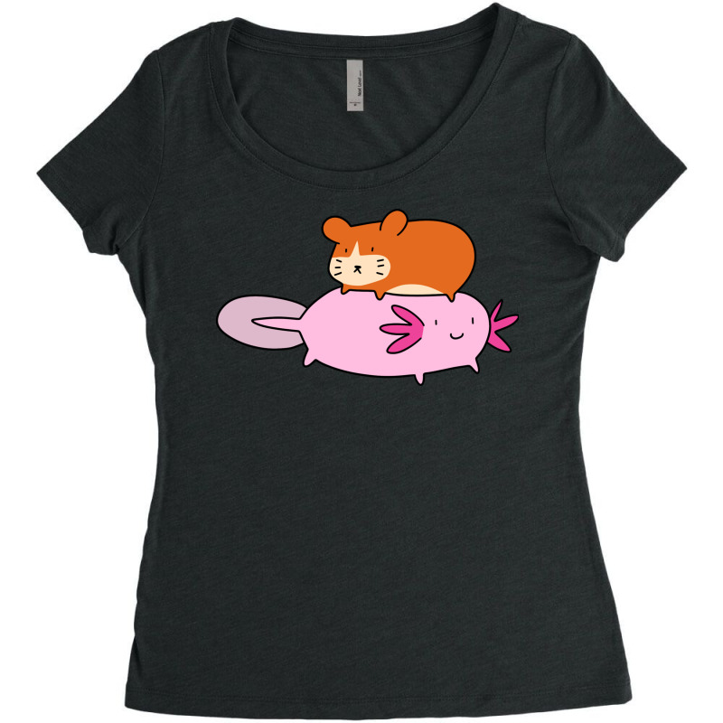 Axolotl And Little Hamster Women's Triblend Scoop T-shirt by edoh2 | Artistshot