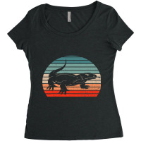 Vintage Komodo Dragon Reptile Retro Sunset Funny Zookeeper Women's Triblend Scoop T-shirt | Artistshot