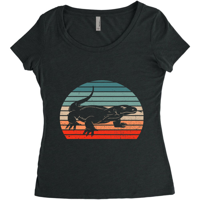 Vintage Komodo Dragon Reptile Retro Sunset Funny Zookeeper Women's Triblend Scoop T-shirt by MELISSABISHOP | Artistshot