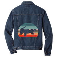 Vintage Komodo Dragon Reptile Retro Sunset Funny Zookeeper Men Denim Jacket | Artistshot