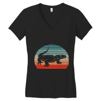 Vintage Komodo Dragon Reptile Retro Sunset Funny Zookeeper Women's V-neck T-shirt | Artistshot