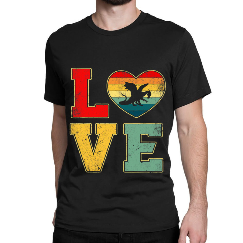 Vintage Love Dragon Retro 70s 80s Heart Farm Animals Classic T-shirt by MELISSABISHOP | Artistshot