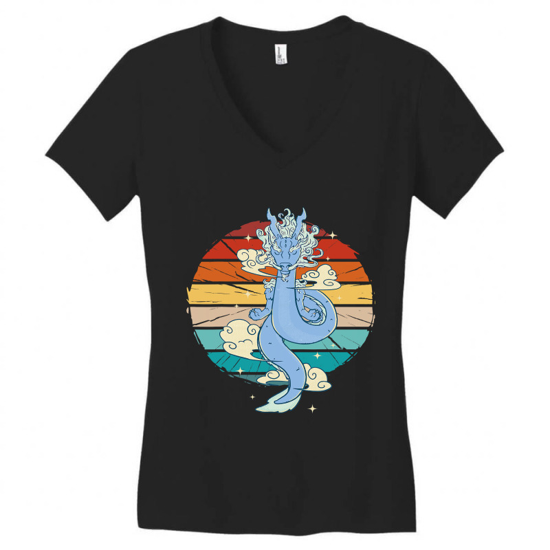 Vintage Magical Chinese Dragon Mythological Asian Dragon Women's V-Neck T-Shirt by MELISSABISHOP | Artistshot