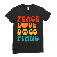 Peace Love Dogs Piano Musician Musical Instrument Pianist Ladies Fitted T-shirt | Artistshot