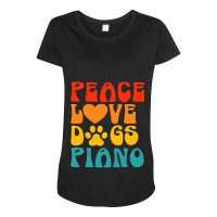 Peace Love Dogs Piano Musician Musical Instrument Pianist Maternity Scoop Neck T-shirt | Artistshot