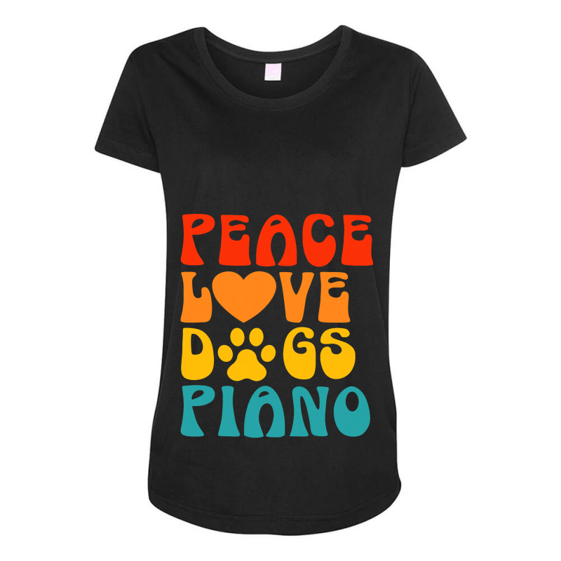 Peace Love Dogs Piano Musician Musical Instrument Pianist Maternity Scoop Neck T-shirt by XAVIERESPREE | Artistshot