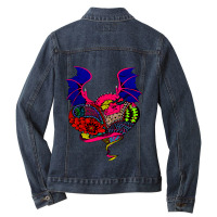 Vintage Pink Dragon Cool Heart Art Ladies Denim Jacket | Artistshot