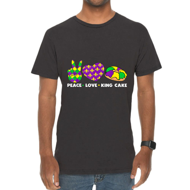 Peace Love King Cake Funny Mardi Gras Festival Party Vintage T-shirt | Artistshot