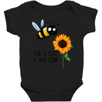 Bee A Cat If You Can Bee Cat And Sunflower Baby Bodysuit | Artistshot