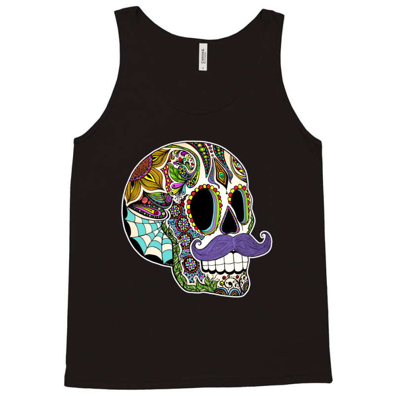 Mustache Sugar Skull (color Version) Tank Top | Artistshot