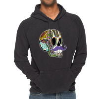 Mustache Sugar Skull (color Version) Vintage Hoodie | Artistshot