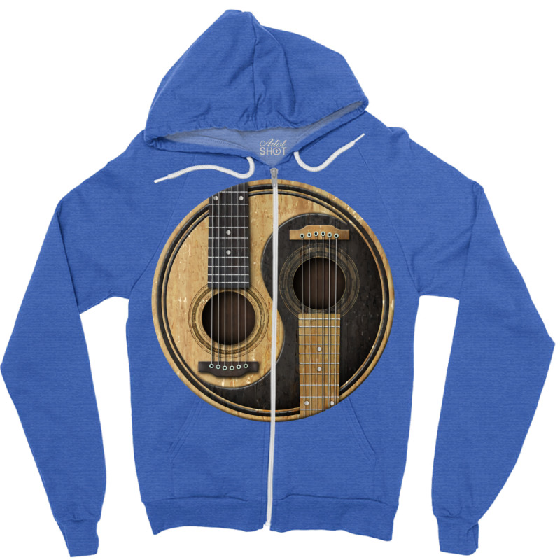 Old And Worn Acoustic Guitars Yin Yang Zipper Hoodie by tpimpflocke5 | Artistshot