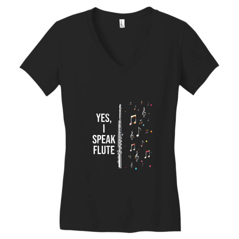 Classical Music Flutist Musical Instrument Flute Women's V-Neck T-Shirt by TawnyaSueEmerson | Artistshot