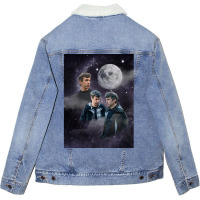 Nathan Fielder Dramatic Galaxy Wolf Print Style Unisex Sherpa-lined Denim Jacket | Artistshot