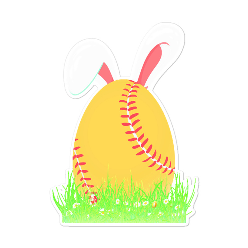 Easter Day T  Shirt Cute Easter Softball Bunny Ears Egg Bunny Lover Gi Sticker by dana9597 | Artistshot