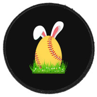 Easter Day T  Shirt Cute Easter Softball Bunny Ears Egg Bunny Lover Gi Round Patch | Artistshot