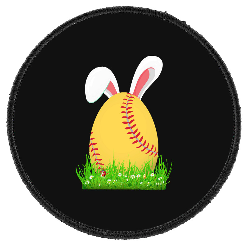 Easter Day T  Shirt Cute Easter Softball Bunny Ears Egg Bunny Lover Gi Round Patch by dana9597 | Artistshot