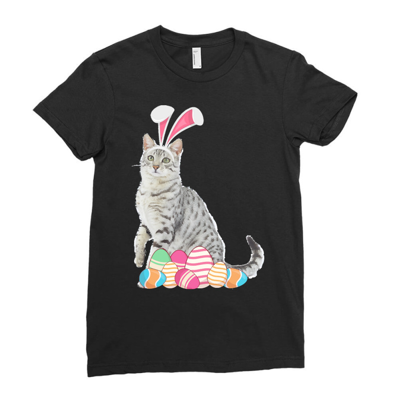 Easter Day T  Shirt Easter Cat American Shorthair With Bunny Ears & Eg Ladies Fitted T-Shirt by dana9597 | Artistshot