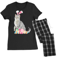 Easter Day T  Shirt Easter Cat American Shorthair With Bunny Ears & Eg Women's Pajamas Set | Artistshot