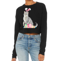 Easter Day T  Shirt Easter Cat American Shorthair With Bunny Ears & Eg Cropped Sweater | Artistshot