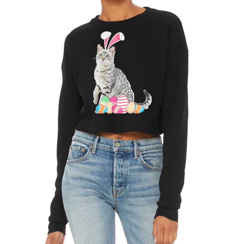 Easter Day T  Shirt Easter Cat American Shorthair With Bunny Ears & Eg Cropped Sweater by dana9597 | Artistshot