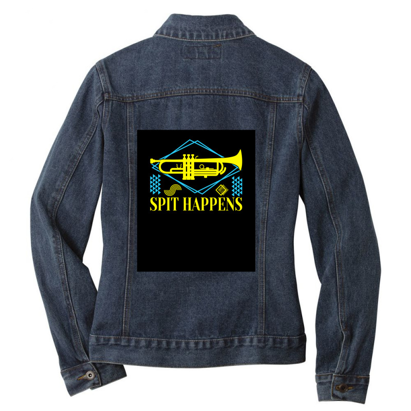 Spit Happens Musical Instrument Trumpet Trumpeter 1 Ladies Denim Jacket by JEFFREYHTHRASHER | Artistshot