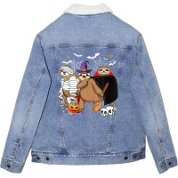 Halloween Costume Happy Spooky Sloths Nightmare Unisex Sherpa-lined Denim Jacket | Artistshot