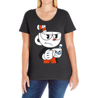 Cuphead And Mugman Angry Ladies Curvy T-shirt | Artistshot