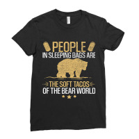 People In Sleeping Bag Funny Bear Retro Camper Camping Ladies Fitted T-shirt | Artistshot