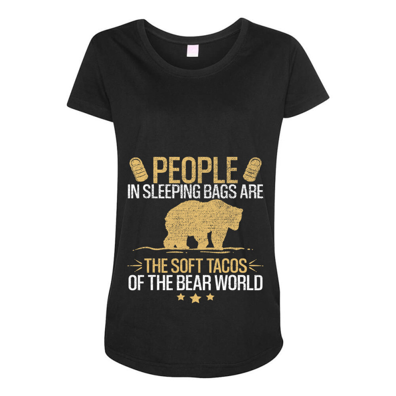 People In Sleeping Bag Funny Bear Retro Camper Camping Maternity Scoop Neck T-shirt by XAVIERESPREE | Artistshot