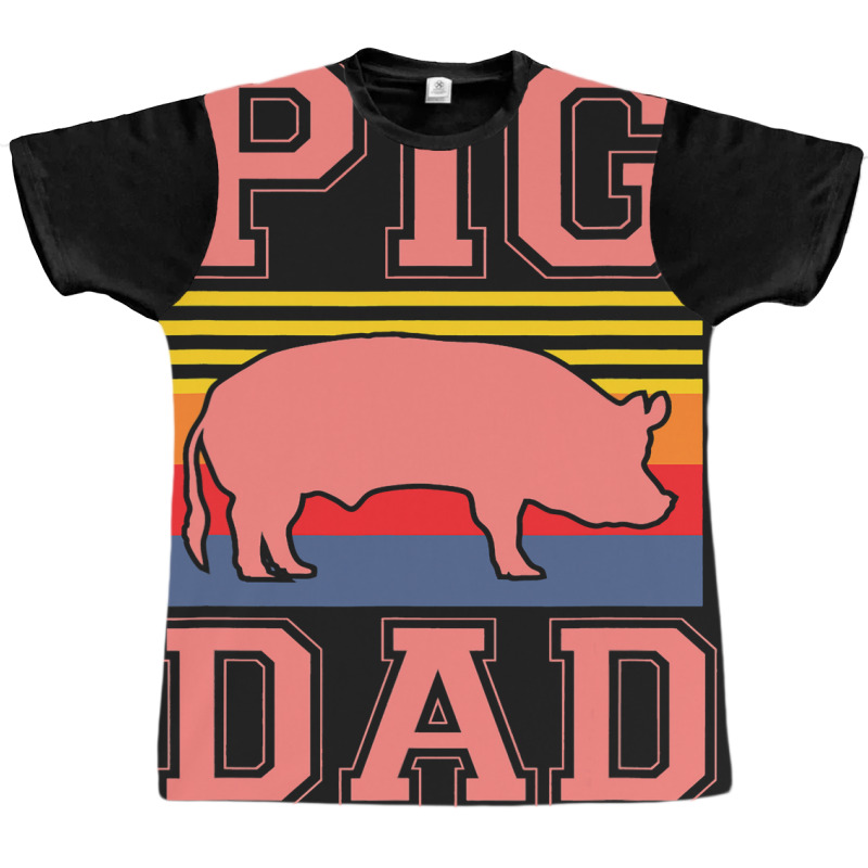 Pig Dad Cute Farmer Hog Lover Farm For Boys Men Retro Graphic T-shirt | Artistshot