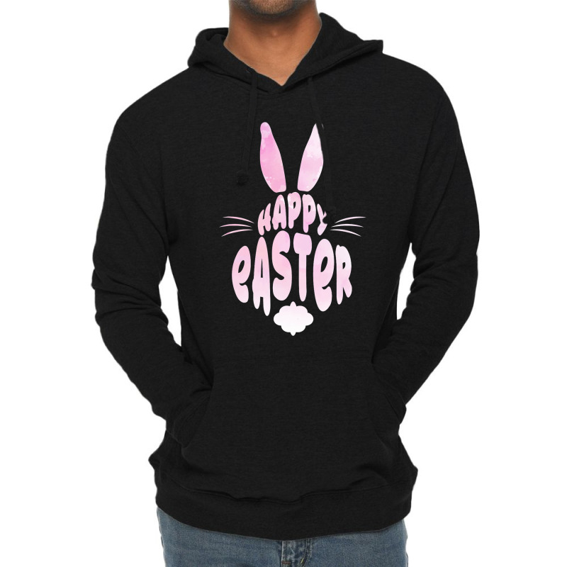 Pink Happy Easter Rabbit Bunny Ears Easter Egg Hunt Sunday Lightweight Hoodie | Artistshot