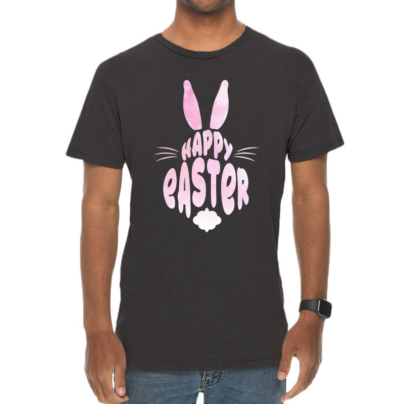 Pink Happy Easter Rabbit Bunny Ears Easter Egg Hunt Sunday Vintage T-shirt | Artistshot