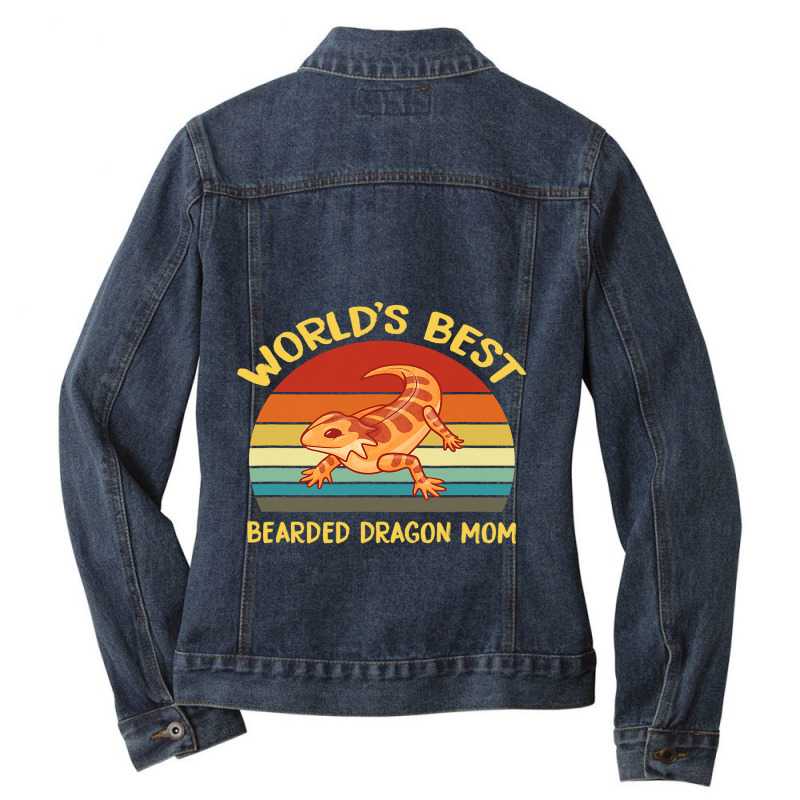 Vintage Worlds Best Bearded Dragon Mom Ladies Denim Jacket by MELISSABISHOP | Artistshot