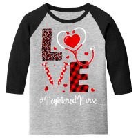 Love Registered Nurse Valentines Day Flannel Gift Nurse T Shirt Youth 3/4 Sleeve | Artistshot