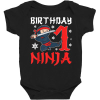 Little Ninja Kid One Years Old Boy 1st Natal Birthday Party T Shirt Baby Bodysuit | Artistshot