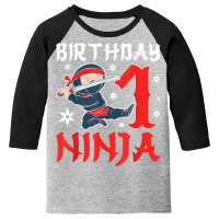 Little Ninja Kid One Years Old Boy 1st Natal Birthday Party T Shirt Youth 3/4 Sleeve | Artistshot