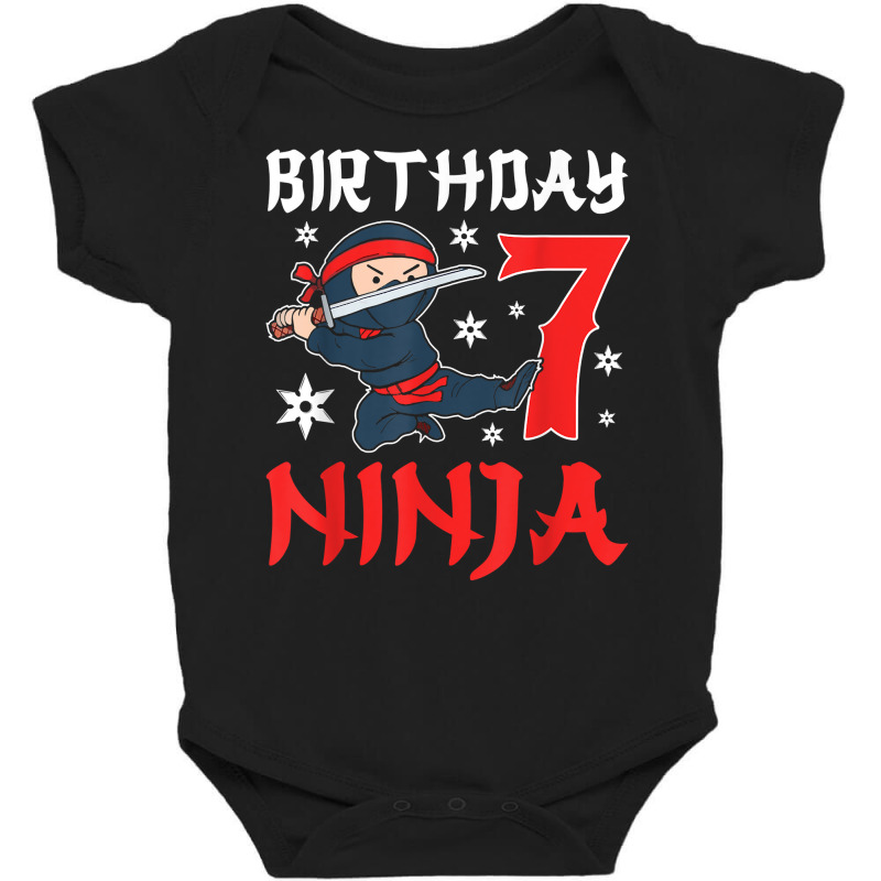 Little Ninja Kid Seven Years Old 7th Natal Birthday Party T Shirt Baby Bodysuit by latodorjnb | Artistshot