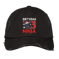 Little Ninja Kid Three Years Old 3rd Natal Birthday Party T Shirt Vintage Cap | Artistshot