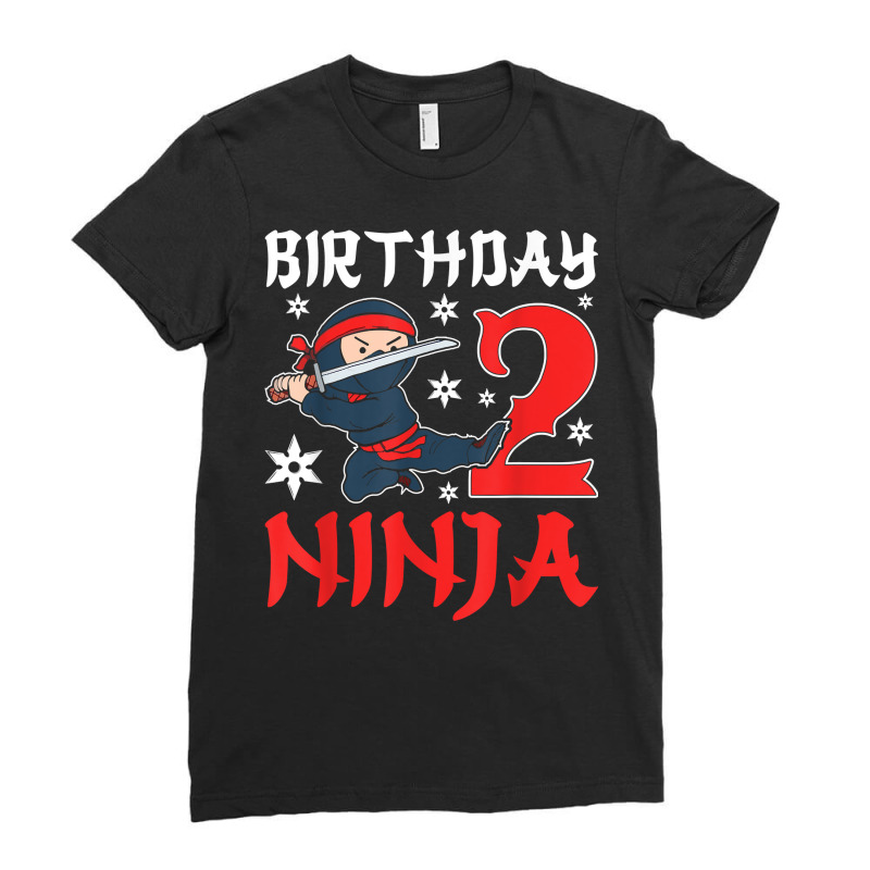 Little Ninja Kid Two Years Old Boy 2nd Natal Birthday Party T Shirt Ladies Fitted T-Shirt by latodorjnb | Artistshot