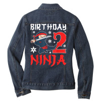 Little Ninja Kid Two Years Old Boy 2nd Natal Birthday Party T Shirt Ladies Denim Jacket | Artistshot