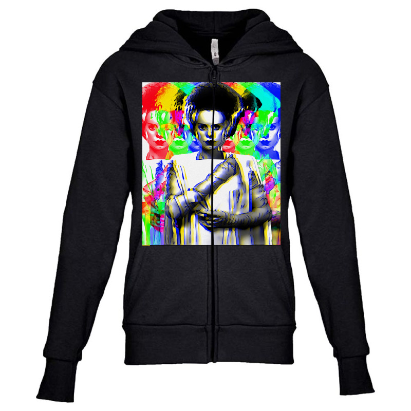 Trending Kaleidoscopic Bride Of Frankenstein Youth Zipper Hoodie | Artistshot