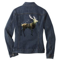 Forest Deer Ladies Denim Jacket | Artistshot